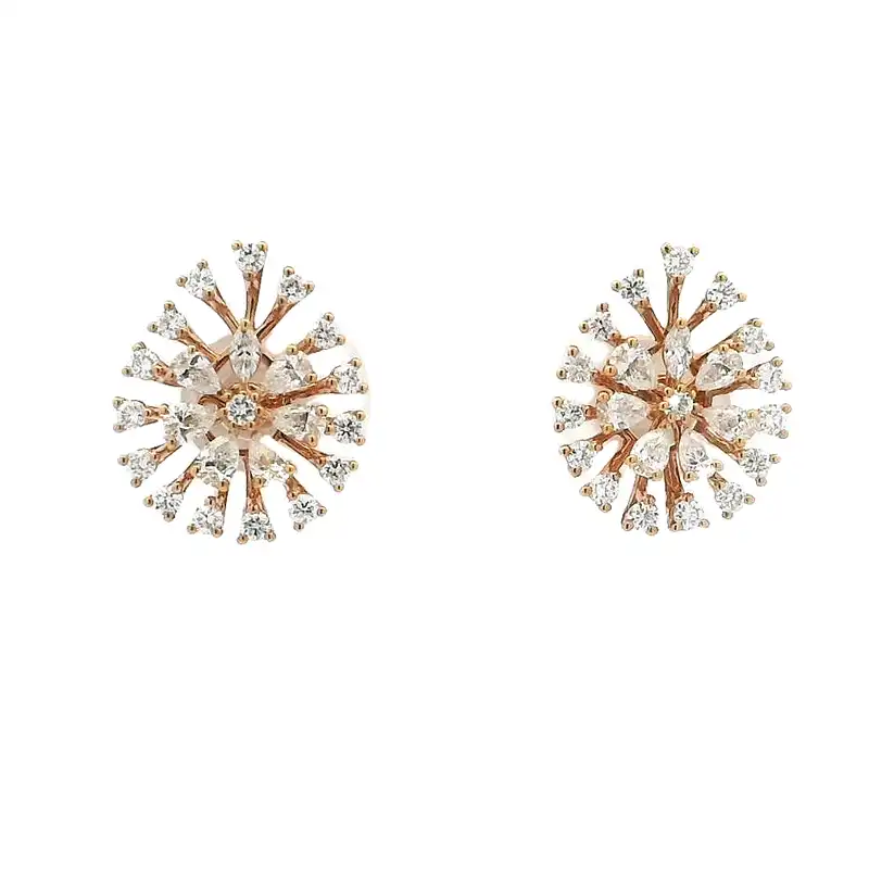 Gold Diamond Pendant Earrings Set